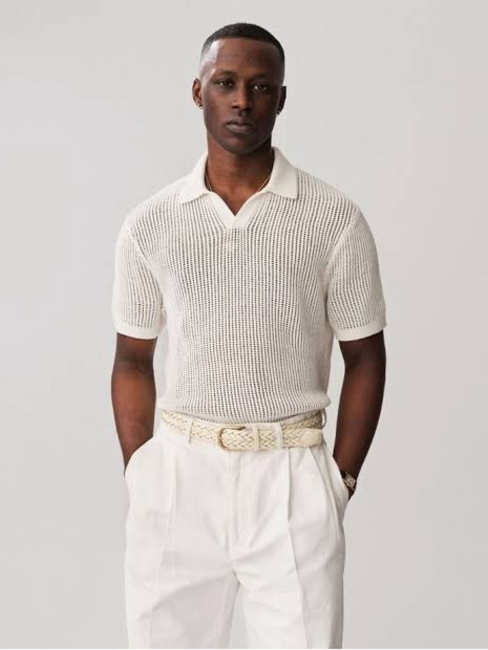 Aime Leon Dore Mesh Knit Polo - Cream - XL